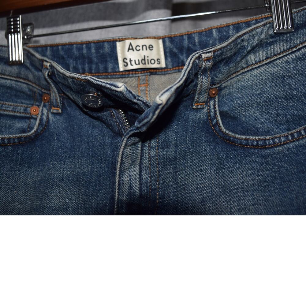 Acne Studios Women’s Row Straight Vintage Jeans Blue Denim 25/32 Made in Italy - Picture 3 of 4